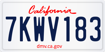 CA license plate 7KWV183