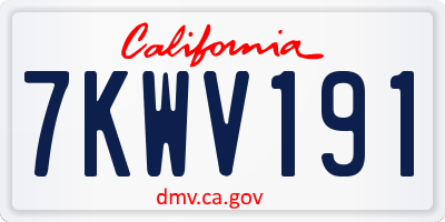 CA license plate 7KWV191