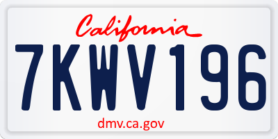 CA license plate 7KWV196