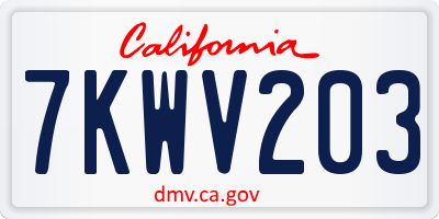 CA license plate 7KWV203