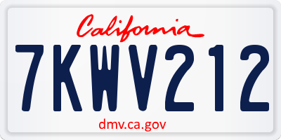 CA license plate 7KWV212
