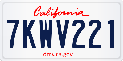 CA license plate 7KWV221