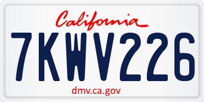 CA license plate 7KWV226
