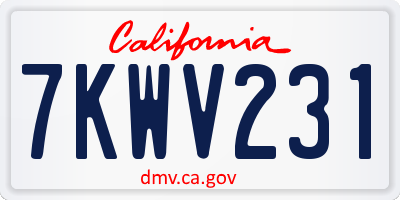 CA license plate 7KWV231