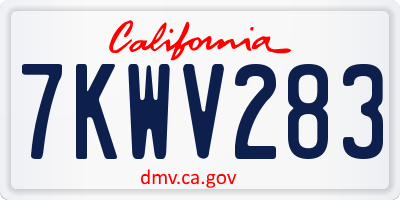CA license plate 7KWV283