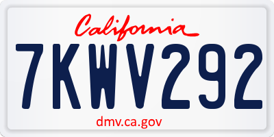 CA license plate 7KWV292