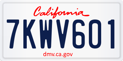 CA license plate 7KWV601