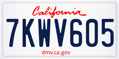 CA license plate 7KWV605