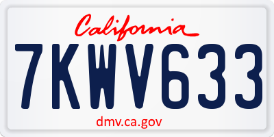CA license plate 7KWV633