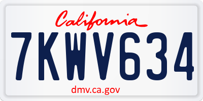 CA license plate 7KWV634