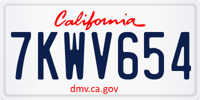 CA license plate 7KWV654