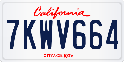 CA license plate 7KWV664