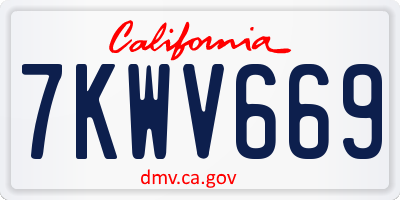 CA license plate 7KWV669