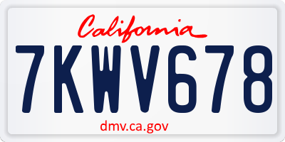 CA license plate 7KWV678