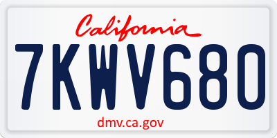 CA license plate 7KWV680