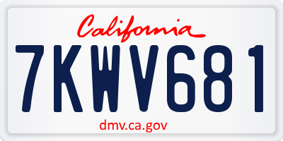 CA license plate 7KWV681