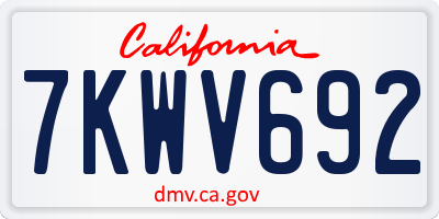 CA license plate 7KWV692