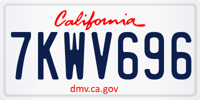CA license plate 7KWV696
