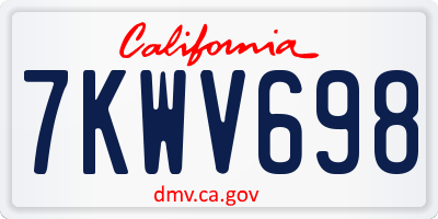 CA license plate 7KWV698