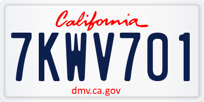 CA license plate 7KWV701