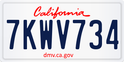 CA license plate 7KWV734