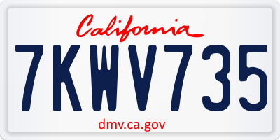 CA license plate 7KWV735