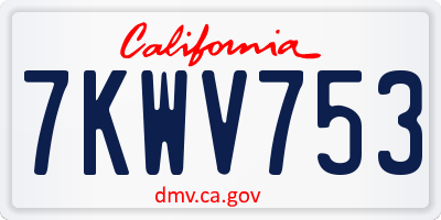 CA license plate 7KWV753