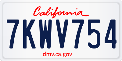 CA license plate 7KWV754