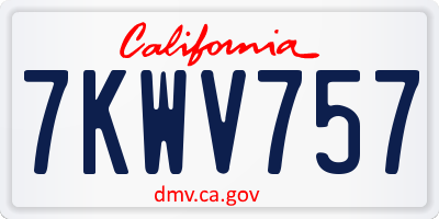 CA license plate 7KWV757