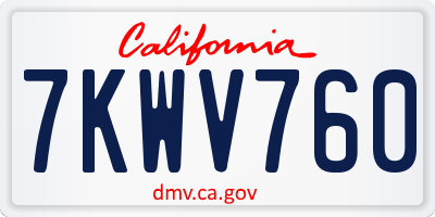 CA license plate 7KWV760