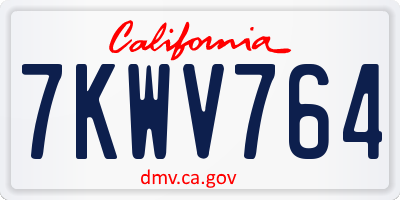 CA license plate 7KWV764