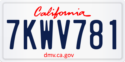 CA license plate 7KWV781