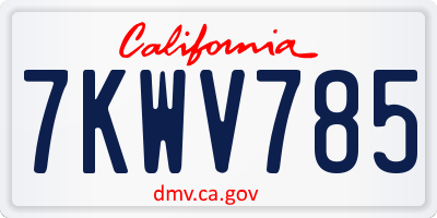 CA license plate 7KWV785