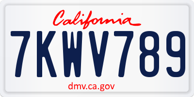 CA license plate 7KWV789