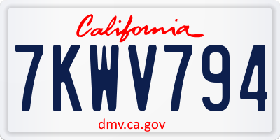 CA license plate 7KWV794