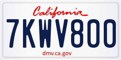 CA license plate 7KWV800