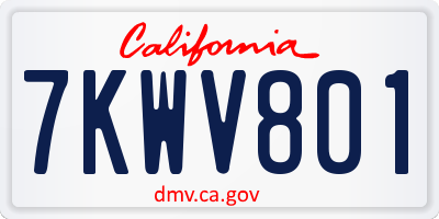 CA license plate 7KWV801