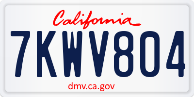 CA license plate 7KWV804