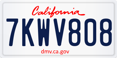CA license plate 7KWV808
