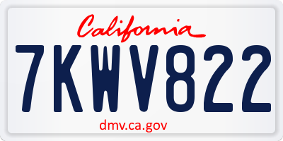 CA license plate 7KWV822