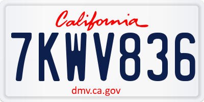 CA license plate 7KWV836