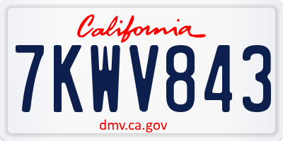 CA license plate 7KWV843
