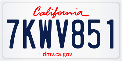 CA license plate 7KWV851