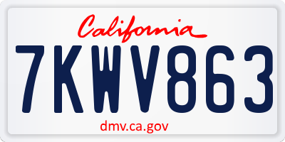 CA license plate 7KWV863