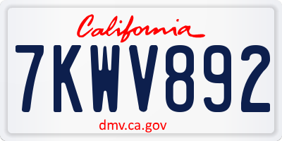 CA license plate 7KWV892