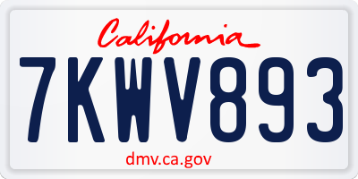 CA license plate 7KWV893