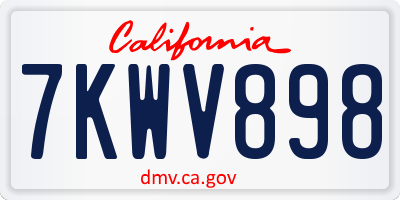 CA license plate 7KWV898