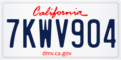 CA license plate 7KWV904
