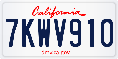 CA license plate 7KWV910