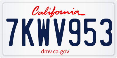 CA license plate 7KWV953